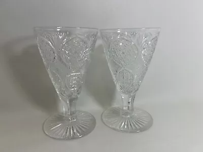 Buy Victorian Cut Glass Wine Goblets Facet Cut Stems Height 16.5cm Circa 1890 • 30£