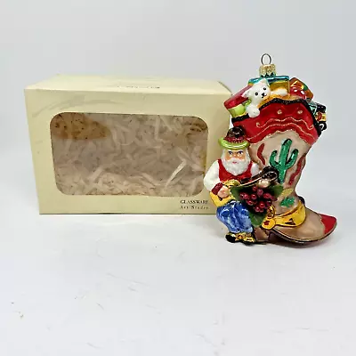 Buy Glassware Art Studio Cowboy Santa Christmas Blown Glass Ornament Poland Santa Fe • 23.19£