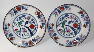 Buy 2 Antique Booths Silicon China Green Parrot 5 1/2  Side Plates C1930 VGAC • 14.99£