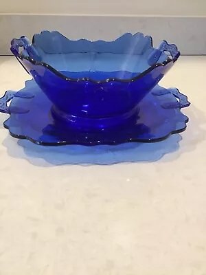 Buy Vintage Cobalt Blue Glass Fruit Bowl Set • 32.62£