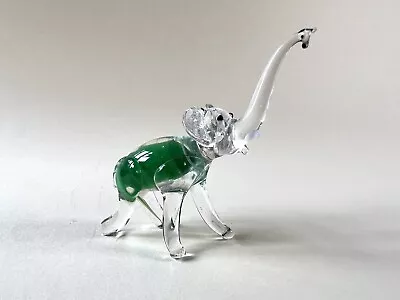 Buy Delicate Glass Elephant Figurine Vintage Lampwork Green Elegant Animal Ornament • 8.50£