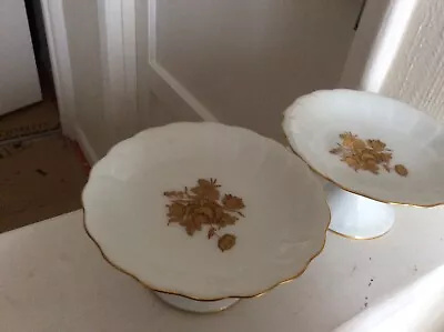 Buy Bone China Noritake  2 Cake Stands Made In Japan White & Gold 5.1/4 X 3 Inches • 30£