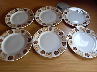 Buy 6 X Vintage Royal Vale 'Autumn' Brown Side/ Bread Plates 1960s Ridgway Potteries • 18£