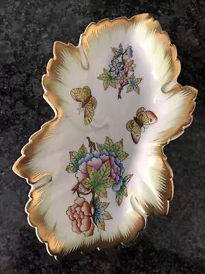 Buy Herend Porcelain Hand Painted Floral Decorative Leaf Shaped Sugar Bowl/ Dish • 75£