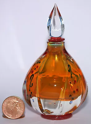 Buy Richard Clements, Australian Art Glass Perfume Bottle, Orange Octagonal • 74.50£