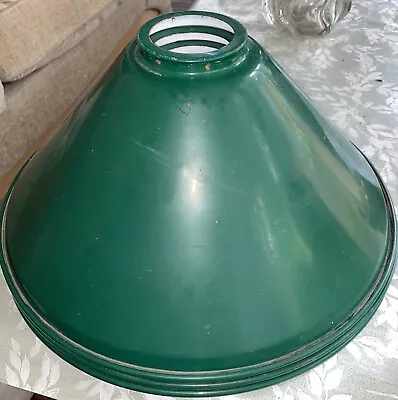 Buy 3 X Vintage Green Enamel Light Shade Used For Pool Table Lights • 90£
