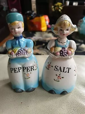 Buy 1950s Ceramic Dutch Girl & Boy Salt &pepper Pot Figure Blue Kitsch Rare • 18£