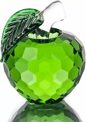 Buy Crystal Apple Paper Weight Art Glass Fruit Figurines Green Apple Decor Ornament • 13.90£