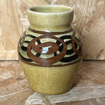 Buy Vintage 1960s Brixham Studio Pottery Yellow, Black & Brown Bud Vase 9cm Lt 1 • 4.99£