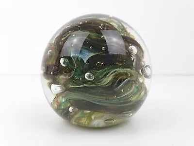 Buy Alum Bay ABG Glass Paperweight Green Bubble Swirl Effect • 21.99£