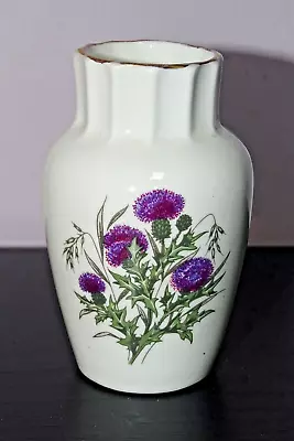 Buy Small Fine Bone China Vase, 9cm, St Andrews Pottery, Flowers Of Scotland Thistle • 8.90£