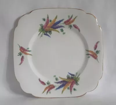 Buy Crown Clarence Cake Plate Bone China Platter Pink Purple And Yellow Flowers • 37.95£