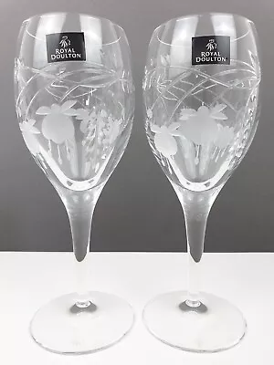 Buy 2 X Royal Doulton Falling Stars Wine Glasses Fine Lead Crystal  19 Cm H • 38.99£