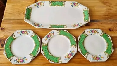 Buy Vintage Royal Staffordshire Pottery A.J. Wilkinson Ltd Tea Tray & Plates  • 12£