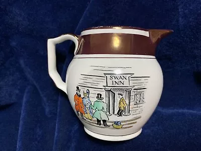 Buy Beautiful Rare Gray's Pottery SWAN INN Coaching Scene Lustre Breweriana Pub Jug • 17.99£