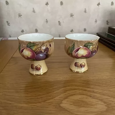 Buy *** Pair Of Aynsley Orchard Gold Goblets - Signed N.Brunt - Rare Item *** • 39.99£