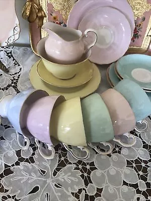 Buy Tuscan China Tea Set Pastel Harlequin Set Vintage Beauty -21 Pieces • 75£