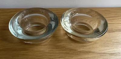 Buy Pair Of Thick Round Clear Glass 3x1 Inch Tealight Holders Bath Etc • 6.99£