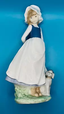 Buy NAO By Lladro Young Girl With Poodle Puppy Dog Porcelain Figurine - Retired 1983 • 14.99£