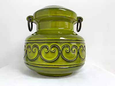 Buy Vintage MCM Alvino Bagni, Raymor, Italy Ceramic Vase With Cast Iron Ring Handles • 164.95£