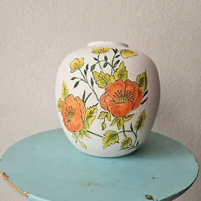 Buy Vintage 70s 80 Ceramic California Poppy Handpainted Large Vase Studio Art Signed • 46.67£