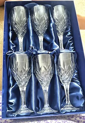 Buy 6X Sterling Fine Cut Lead Crystal Wine  Glasses • 40£