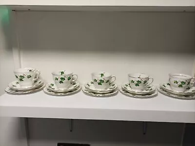 Buy Colclough Ivy Leaf Tea Set ( 18 Pieces )  Christmas Vintage 5 X Trios • 29.95£