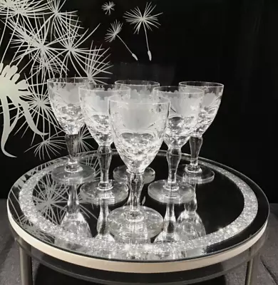 Buy 6 X Royal Brierley Crystal Etched Sherry Glasses - “HONEYSUCKLE” COLLECTION • 62£