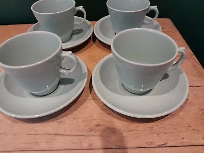 Buy Woods Green Beryl Ware 4 Coffee Cups & Saucers Demitasse Utilityware 1940s • 12£