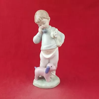 Buy Nao By Lladro Porcelain 1104 Boy On Phone With Puppy & Teddy Bear - 8881 L/N • 30£