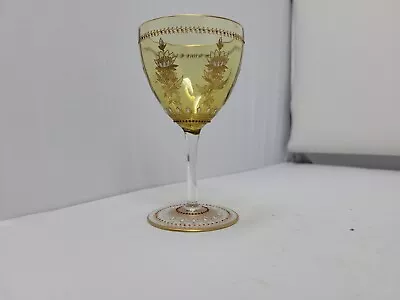 Buy ANTIQUE Moser Type Enameled & Jeweled Flower Pattern Wine Glass 4 3/4  C. 1900 • 151.44£