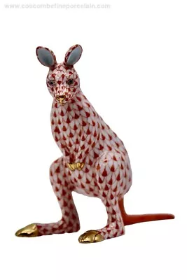 Buy Superb Herend Porcelain Figurine Kangaroo Red Fishnet • 225£