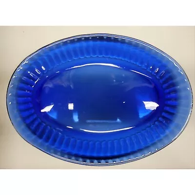 Buy Cobalt Blue Glass Oval Platter Serving Ware Scalloped Rim 13 X9  • 20.54£