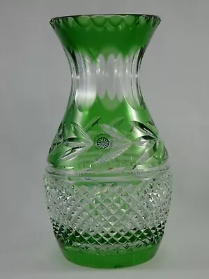 Buy Galway Crystal Green Cut To Clear Vase • 25£
