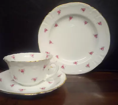 Buy Pretty Adderleys Antique Teacup, Saucer, Side Plate Trio 1906-1926 Pink Roses • 12£