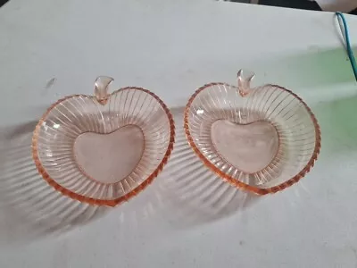 Buy 2 X Pink 1930s Depression Glass Apple Shape Glass Valentines Sweet Dishes • 14.99£
