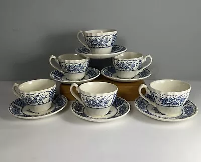 Buy Myott - Melody  - Cup & Saucer X 6 - Fine Ironstone - Blue Floral • 14.99£