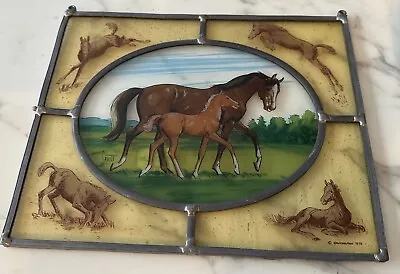 Buy Glass Masters Hand Crafted Sun Catcher Mobile Stained Glass 1978 Signed Horses • 18.64£
