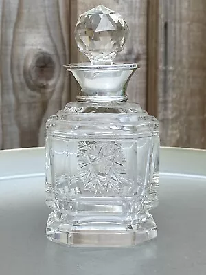Buy Edwardian Cut Glass Perfume Bottle With 925 Silver Neck And Multifaceted Stopper • 34.99£