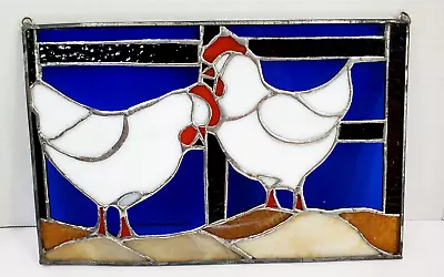 Buy Stained Glass Chickens Window Panel Hanging Suncatcher Farmhouse 11  X 7  • 82.13£