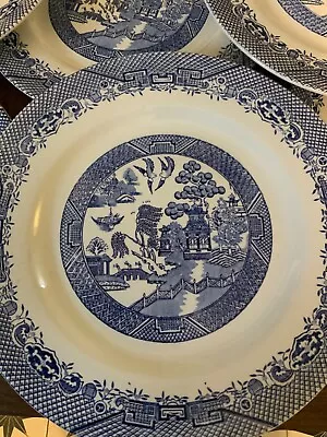 Buy Vintage Barrats Willow Ware 8 X 10  Dinner Plates • 15£