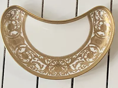 Buy De Lamerie China Gold Encrusted Robert Adam Cream Crescent Half Moon Plate 8  • 90£