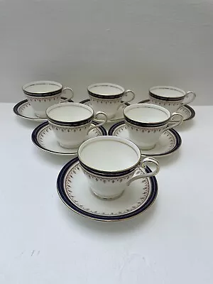 Buy Aynsley Leighton X 6 Cobalt Blue Tea Cups &saucers • 21.50£