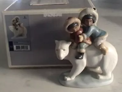 Buy Lladro 2270  Eskimo Riders  Inuit Children On A Polar Bear GRES - MIB, RV$390 • 130.42£