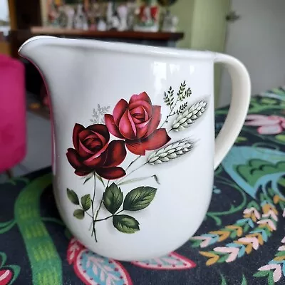 Buy 60s Vintage Jug Retro Flowers Romanian Fs Pottery Floral Roses Kitsch • 12£