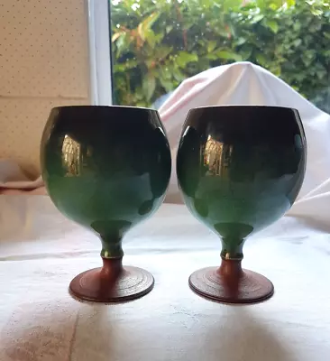 Buy 2 X Vintage Drinking Goblets, Made By Holkham Pottery, Norfolk • 29.99£