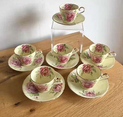 Buy Vintage Art Deco Aynsley Porcelain Flowers & Gold Gilded 6 Coffee Cups & Saucers • 11.50£