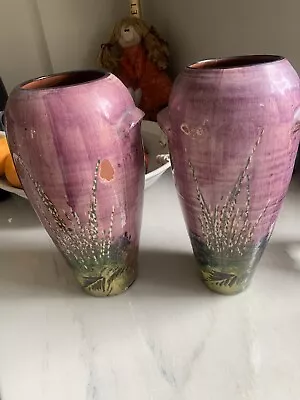 Buy Pair Of Large Art Deco 1930s Large Pottery Vases 27cm • 20£