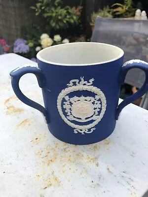 Buy Large Jasperware Cobalt Blue 3 Handled Tyg Cup With The Coat Of Arms Of Bedford • 20£