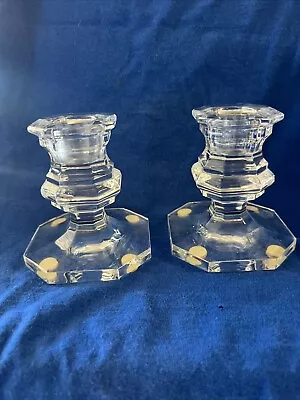 Buy Pair 3.25 Baccarat French Crystal Regence Short Single Light Candlesticks Holder • 93.18£